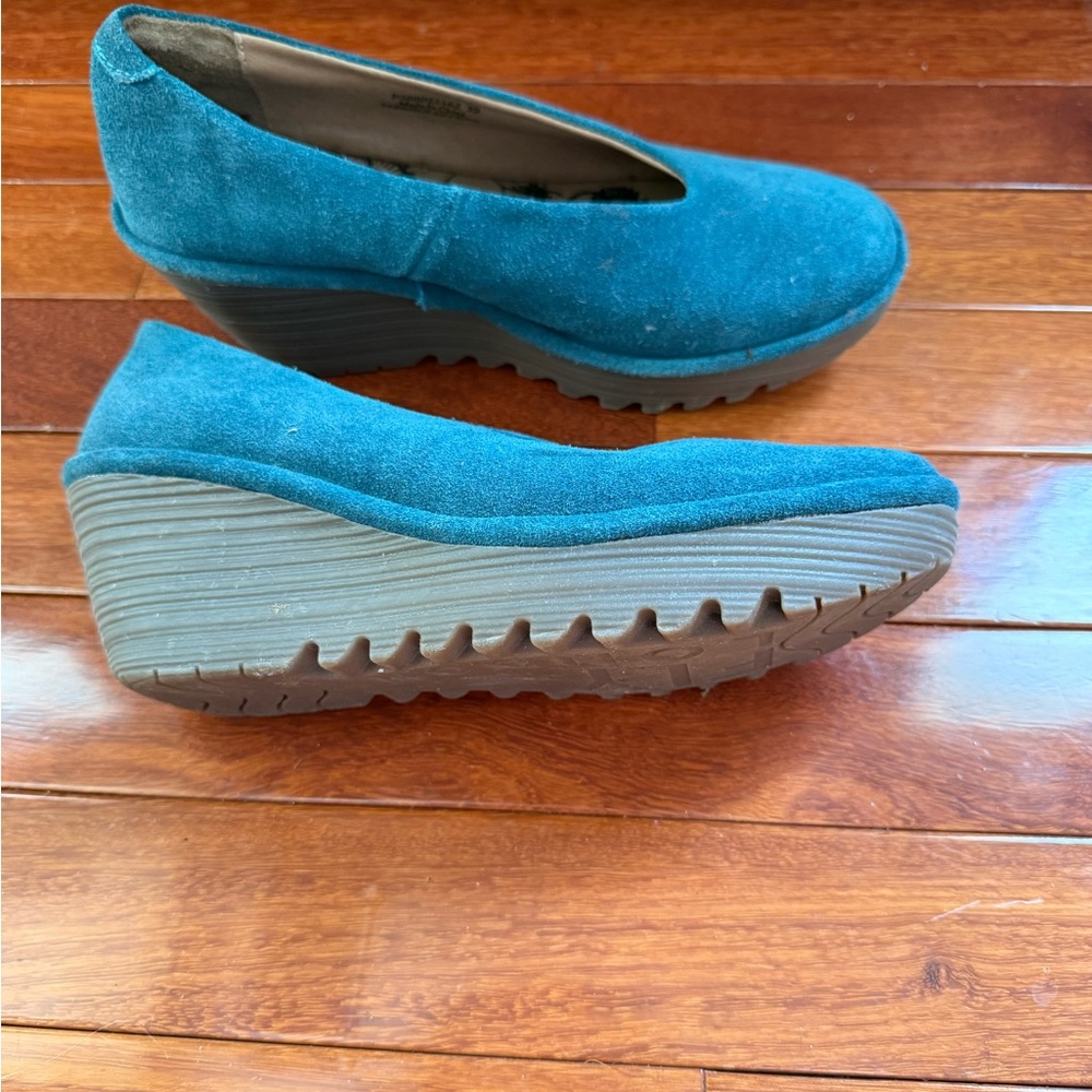Fly London Blue Suede Slip-On Loafers - Picture 8 of 10